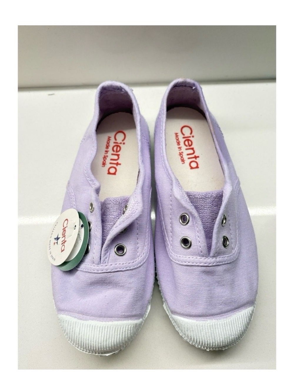 Cienta Kids Lavender Canvas Slip-On Sneakers size 28